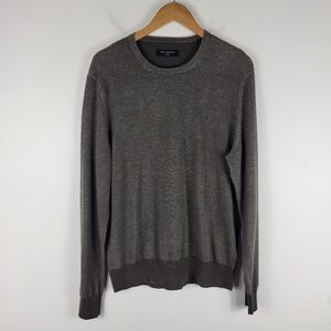 All Saints Mote Cotton Ribbed Long Sleeve Crewneck Sweater